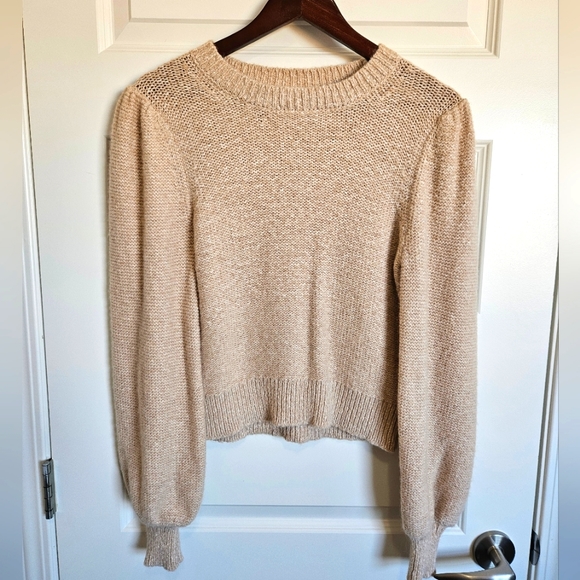 Wilfred Sweaters - Aritzia Wilfred Atwood Sweater Tan Size Small Pima Cotton Blend With Puff Sleeve